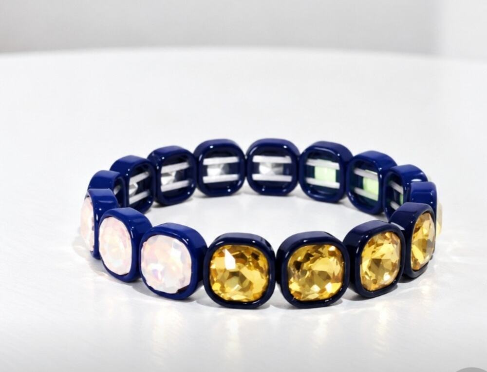 Navy Multi AB Stone Stretch Bracelet New